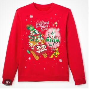 NWT Disney Mickey Mouse and Friends ''The Merriest Place" Christmas Sweatshirt